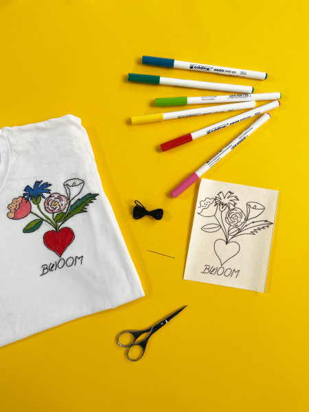 kit broderie et coloriage, bloom