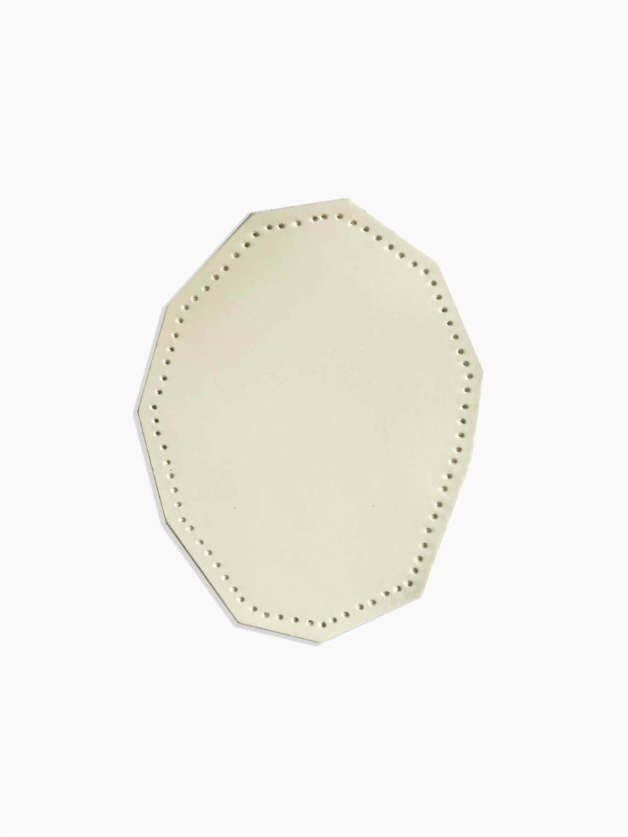 White facet-shaped leather elbow patch for sweater - Britney POMPADOUR
