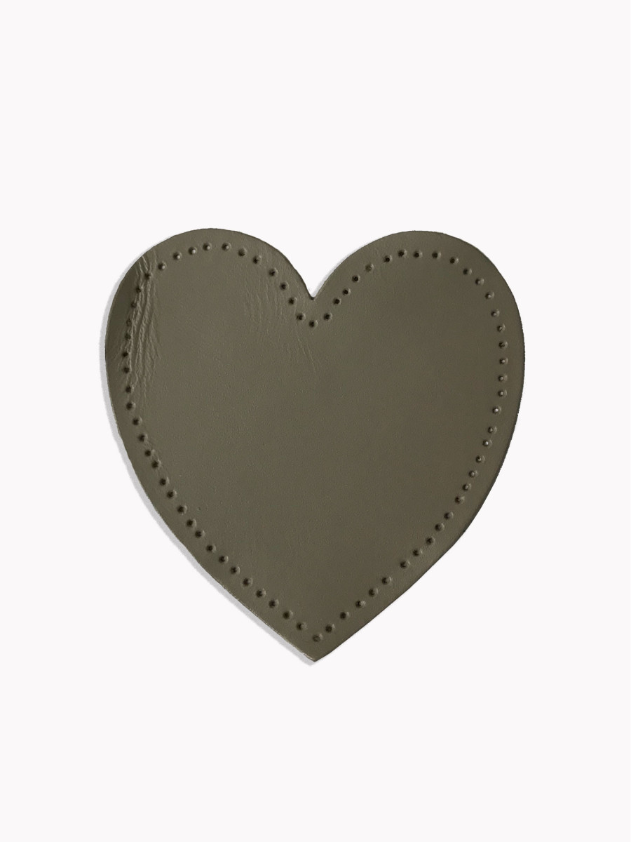 Elbow patches, Taupe Grey heart-shaped