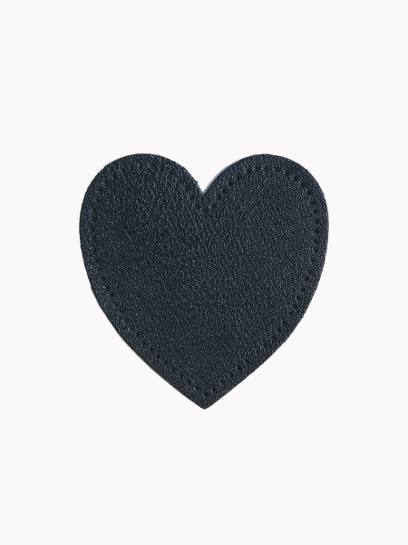 Elbow patches, Dark blue metallized heart-shaped