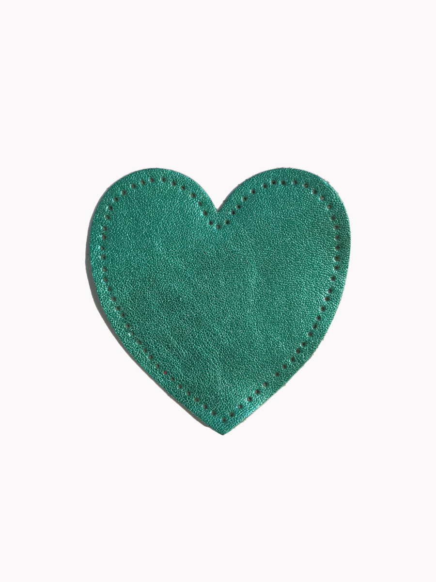 Elbow patches, Jade metallized heart-shaped