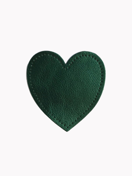 Elbow patches, Green emerald metallized heart-shaped