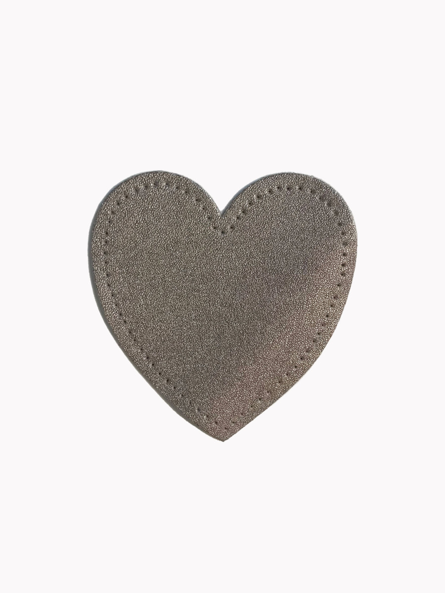 Elbow patches, Mauve metallized heart-shaped