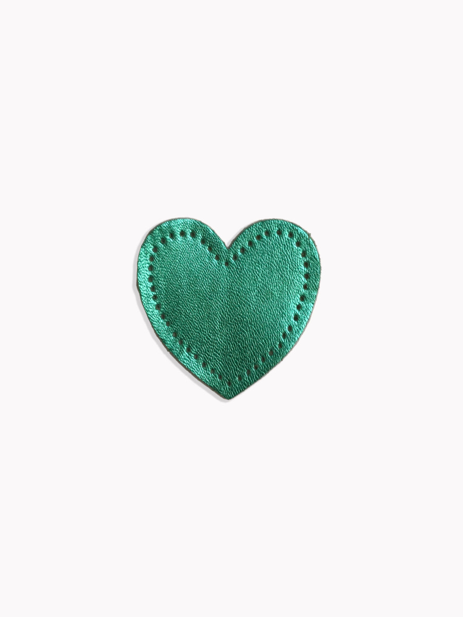 Coudière petit coeur métallisée vert menthe, paire