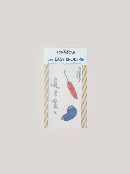 Embroidery kit - Red pepper & eggplant, à pile ou face